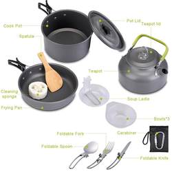 Hot selling Amazon hot selling new product outdoor teapot pot set with tableware combination portable camping cooker pot