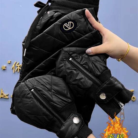 
2025 New Large Size Down Pants Women's Winter Fashion High Waist Thickened Cold-Resistant Footwarming Casual Cotton Pants