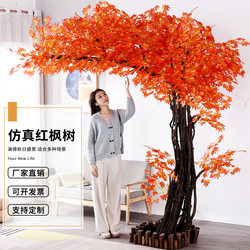 Simulated Green Plant Maple Tree Indoor Living Room Floor-Standing Large Plant Ornaments Living Room Accessible Luxury Decoration Bionic Tree Fake Tree