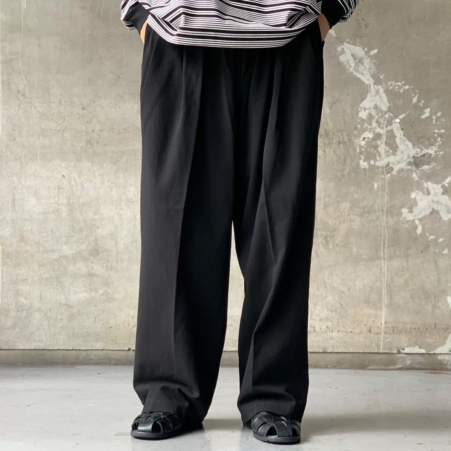 COOTIE HARD TWISTED TWILL 3 TUCK WIDE TROUSERS 23AW 宽松长裤-Taobao