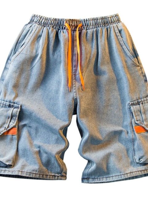 Men's Summer Shorts Pure Color Versatile Loose Casual Five-Quarter Pants