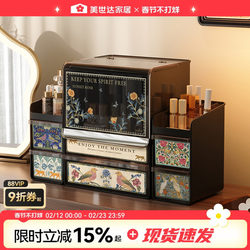 Meishida Cosmetics Storage Box Desktop High-End Lipstick Organizer Large Capacity Dust-Proof Dressing Table Organizer Box