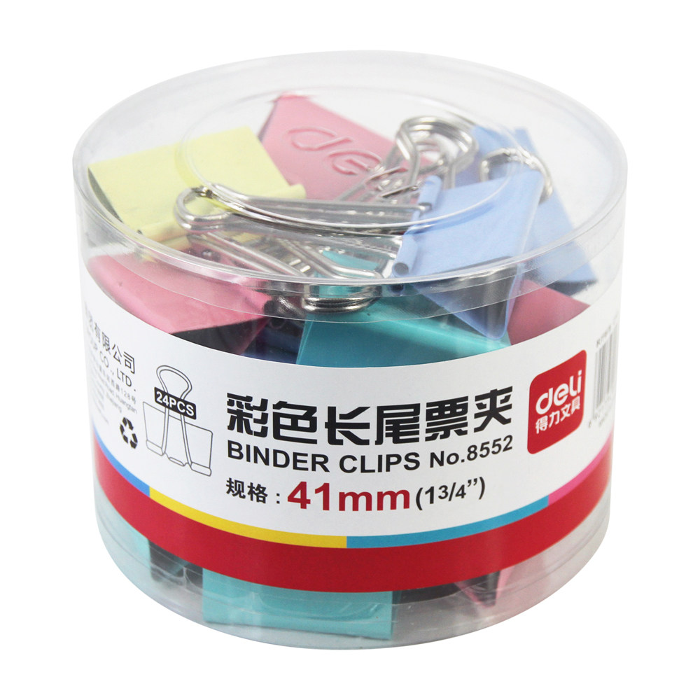델리 롱테일 클립 8552 컬러 티켓 홀더 | 24 파일 클립 41MM 프린트용 -