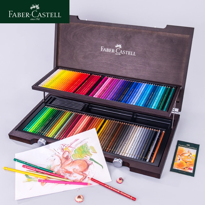 辉柏嘉Faber-Castell120色油性彩色铅笔油性彩铅笔木盒装德国进口绿辉