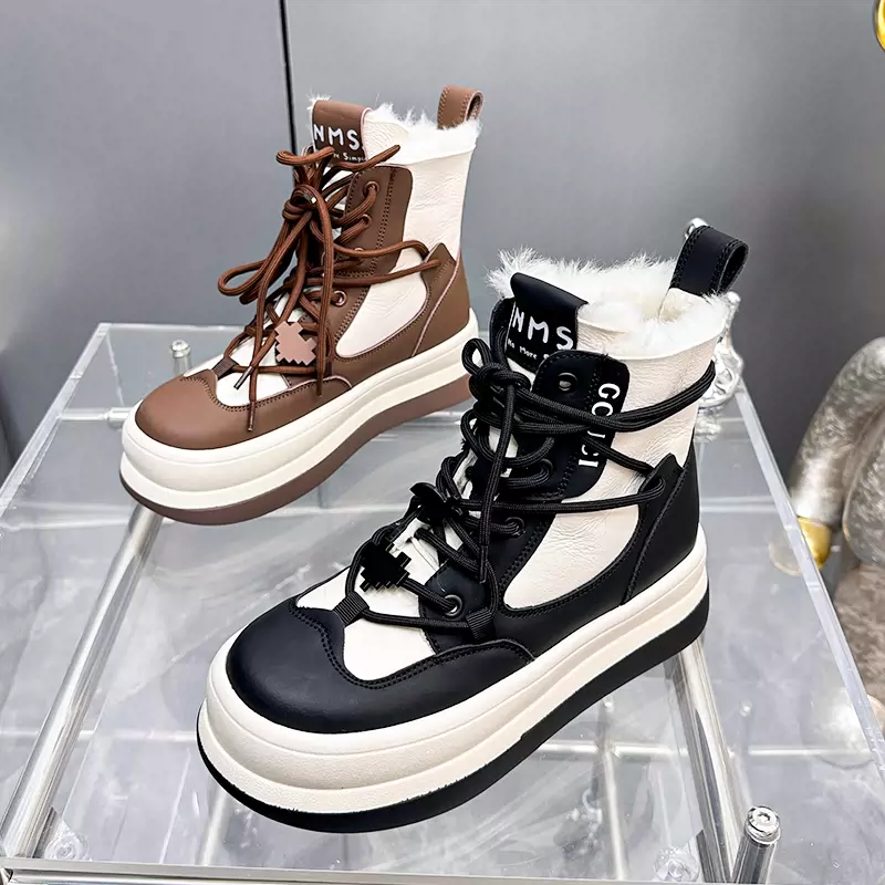 羊皮毛一体2023冬季新款厚绒里东北大棉滑板鞋保暖百搭时尚雪地靴-Taobao