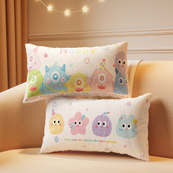 Living Room Sofa Pillow, Cartoon Cute High-End Long Pillow, Bedroom Headboard Backrest Cushion with Core Pillowcase