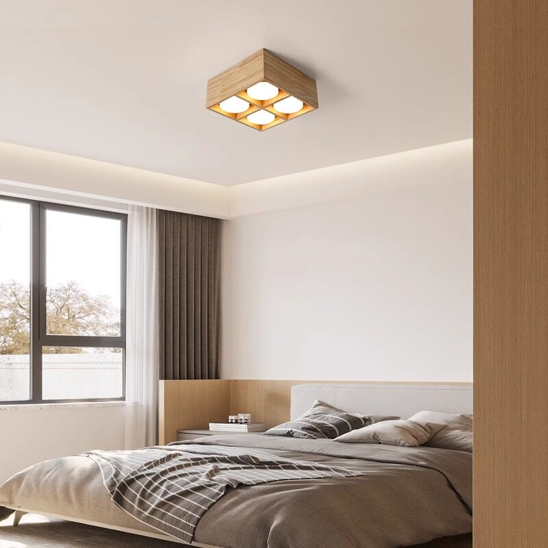 메인 조명이 없는 거실 통나무 통나무 통나무 침실 LED 표면 장착형 대담한 램프 그릴 이중 헤드 복도 통로 천장 램프 -