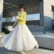 
Fashionable mesh half-body fairy skirt 2025 summer new A-line high-waisted slim long white big swing skirt