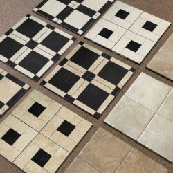 Lime Stone Full Ceramic Black and White Checkered Tiles 200X200 Bathroom Milk Tea Shop Cafe Non-Slip Floor Tiles