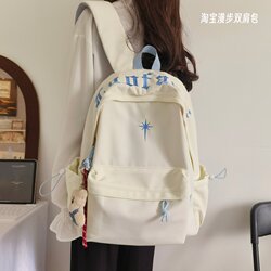 School Bag American High Street Trend ins Style Niche Embroidered Letters Sweet Cool Style Middle School Student Backpack Travel Backpack