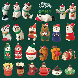 Japanese-Style Cat Foodie Donut Santa Claus Figurine Christmas Zakka Series Home Decoration Gift