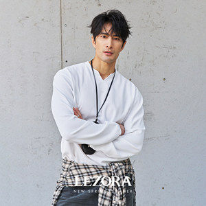 
LEZORA Very easy to wear! Goldw*n same style Solotex waffle damage collar long-sleeved T-shirt for men