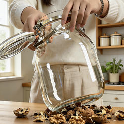 Thickened Glass Sealed Jar, Glass Jar for Soaking Wine, Stainless Steel Clasp, Special Jar for Soaking Wine, Pickle Jar, Storage Jar