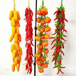 Wall Hanging Decorations Chili Pepper Long String Fake Corn Fake Garlic Crop Model Farmhouse Restaurant Kindergarten Decoration