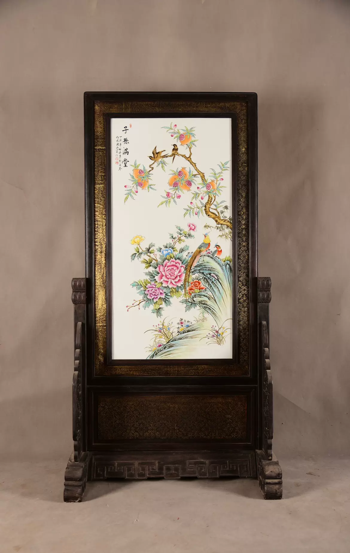 ◎中国美術 粉彩 植物花鳥風景紋 枝頭和鳴・劉雨岑 珠山八友 角形花瓶-