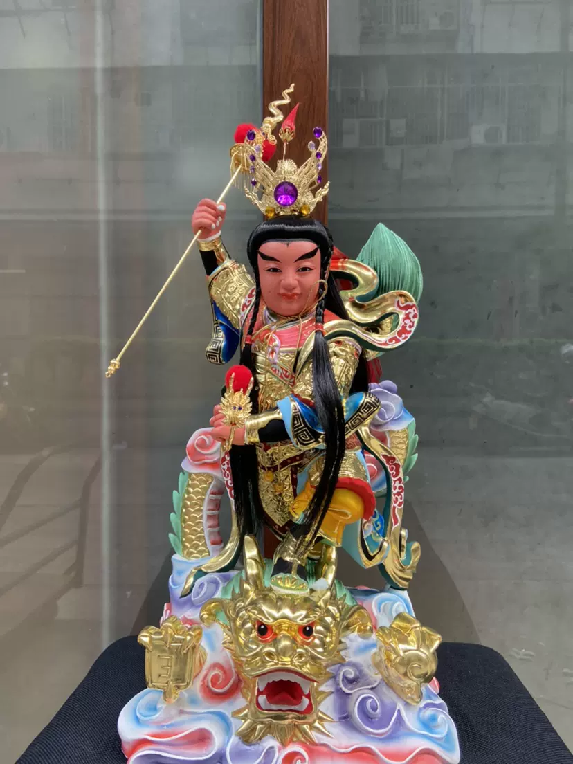 哪吒三太子中壇元帥李哪吒神明金神臺灣三太子16英寸活眼木雕太子-Taobao