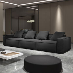Tofu Block Black Sofa for Living Room, Straight Row, 2026 New Model, Italian Minimalist Square Modular Matte Fabric Sofa