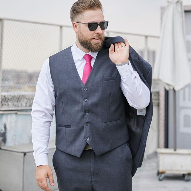 Large -size suit men's suits plus fat and increase the fat man's business ownership gray suit jacket wedding dress four seasons
