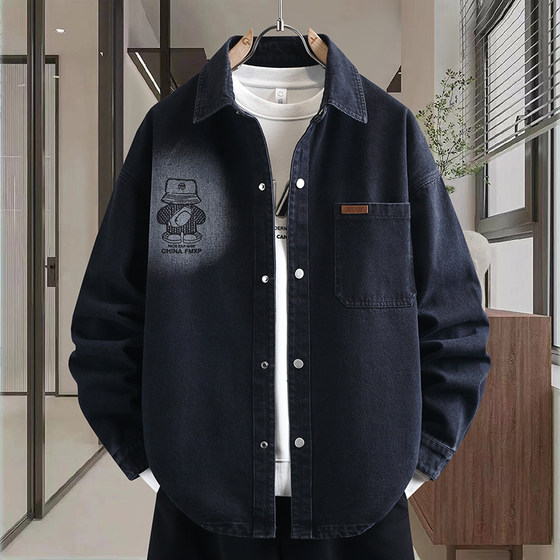 
Teenagers new denim jacket 2026 junior and high school students lapel handsome jacket big children boys long-sleeved tops