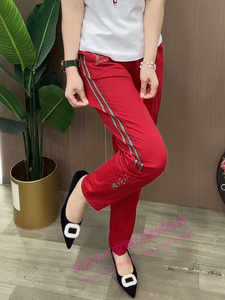Summer thin ice silk embroidery casual pants ladies Korean version high waist versatile and thin elasticity, Haren small foot explosion pants

