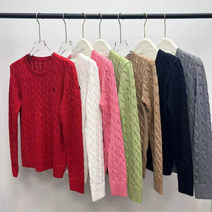 
2025 Autumn and Winter Ponyboy Wool Twist Cable Knit Sweater Round Neck Long Sleeve Sweater Women's Top Pullover