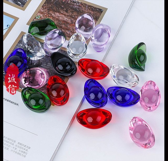 Glazed color ingot yellow crystal ingot size gold ingot seven-colored glass ornaments fish tank flowing water gift