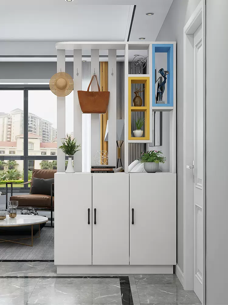 进门鞋柜玄关一体简约现代客厅正对门屏风隔断柜门厅衣帽架储物柜