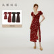 Since then, French floral dress short-sleeved tea skirt seaside vacation style red skirt women's summer new style