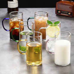 Glass Water Cup, Green Tea Cup, Thickened High-Temperature Resistant Cup, Explosion-Proof Household Tea Cup, High Borosilicate with Handle, Simple Drinking Cup