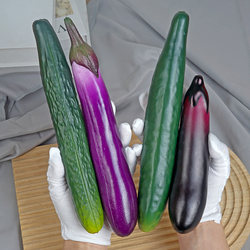 Simulated Fake Fruits and Vegetables Soft Plastic Large and Small Bitter Cucumber, Green Cucumber, Eggplant Model Kitchen Decoration Home Decoration Toy