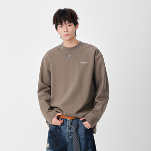 
Wukong Youhuo Fashion Brand Simple Print Casual Round Neck Long Sleeve T-shirt Men's Autumn Loose and Versatile Base Shirt Top