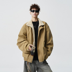 
Wukong is in stock American retro bomber stand collar flying cotton jacket for men winter couple warm workwear cotton jacket