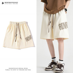 Summer foam letter printed elastic sports pants