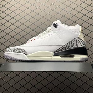 
aj3 white cement black men's shoes North Carolina blue basketball casual shoes small lightning cherry blossom black cat cardinal pure-original white and purple