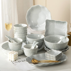 Bowl and Plate Household Tableware Set 2025 New Light Luxury ins Style Simple Modern Japanese Housewarming Underglaze Bowls and Chopsticks