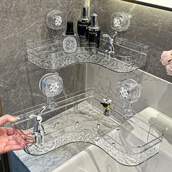 Bathroom Strong Suction Cup Corner Shelf Toilet Washbasin No-Drill Wall-Mounted Shelf Bathroom Storage Box
