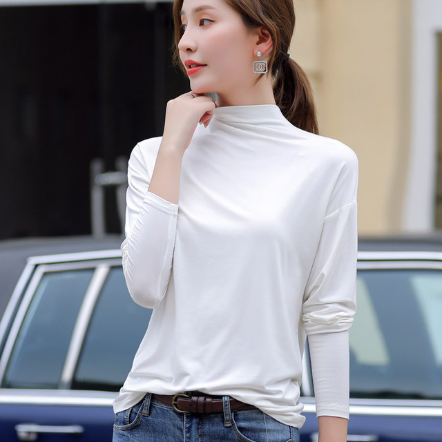 2024 Spring and Autumn New Half Turtle Collar Modal Bottoming Shirt ...