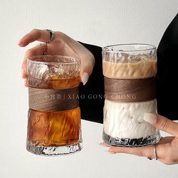 ins Wind Hanging Ear Coffee Cup Home Use Anti-Scald Insulated Bamboo Sleeve Glass Cup Vintage Iced American Latte Cup Tea Cup