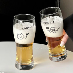 Original Cute Cat and Dog Beer Mug, Large Capacity Glass Craft Beer Mug, Wheat Beer Mug, Juice Cup, Beverage Cup, Cold Drink Cup