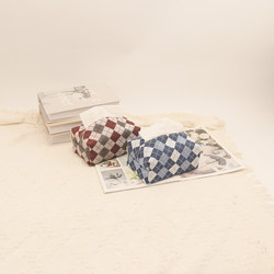 Ry Plaid Fabric Creative Tissue Box with a High-End Feel for Home, Living Room, Desktop, Room, Office, and Car Use