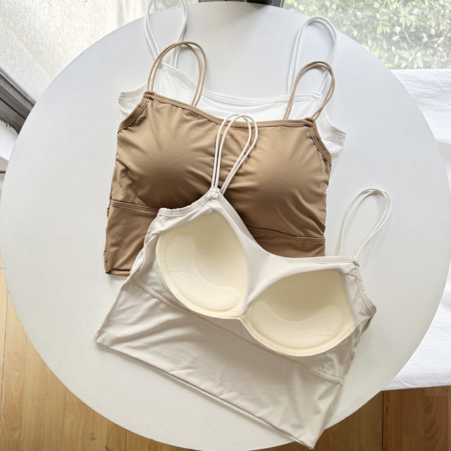 Ice silk suspender female with vest thin bottom bottoming base in summer wears underwear with chest pads and beautiful back bras
