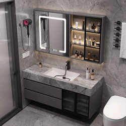 2025 New Bathroom Cabinet Combination with Integrated Seamless Rock Slab Basin, Washbasin Cabinet, Bathroom Vanity Sink