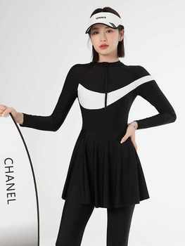 Large size flesh-covering sun protection swimsuit long sleeves