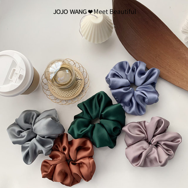 High-end sense~simple satin large intestine hair ring ins fat intestine hair rope French large intestine hair accessories headband women's headwear