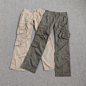 
Spring and summer women's thin cotton outdoor wide-leg overalls hot girl low-waist casual straight multi-pocket pants cotton summer
