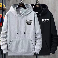 Hoodie Gray Sweatshirt Men's Autumn and Winter Hooded Thin Jacket Men's Long-Sleeved Clothes Men's Youth Tops