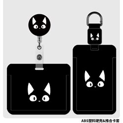 Black Simple Card Holder Id Badge Holder Student Doctor Nurse Work Card Badge Lanyard Retractable Easy-Pull Buckle Card Case