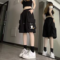 Counter Withdrawal: Summer Thin Loose Casual Pants, Workwear Sports Shorts, Straight-Leg Knee-Length Pants, Women's Trendy Mid-Length Pants