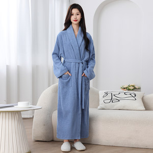 
Bathrobe women's pure cotton towel material absorbent quick-drying yukata all seasons universal cotton thickened lengthened men's nightgown