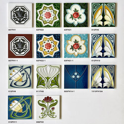 French Hand-Painted Enamel Tiles, Vintage Art Tiles 150×150, Bathroom Kitchen Shower Wall Tiles, Waistline Tiles